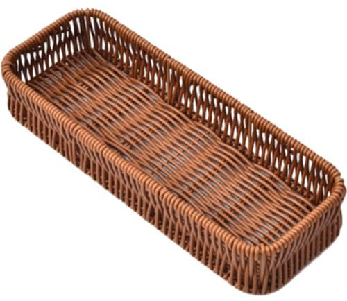 Muteitt Rattan Woven Flatware Basket Cutlery Basket, Chopsticks Forks Spoons Storage Basket, Kitchen Utensil Storage Container Silverware Organizer