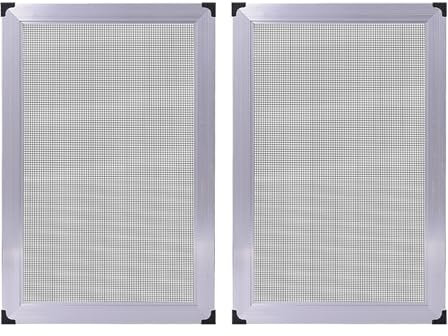 moustiquaire extensible Lot de 2 moustiquaires coulissantes horizontales argentées pour fenêtres de maison, écran de remplacement en aluminium avec maille anti-allergie, écran de fenêtre amovible(50x1