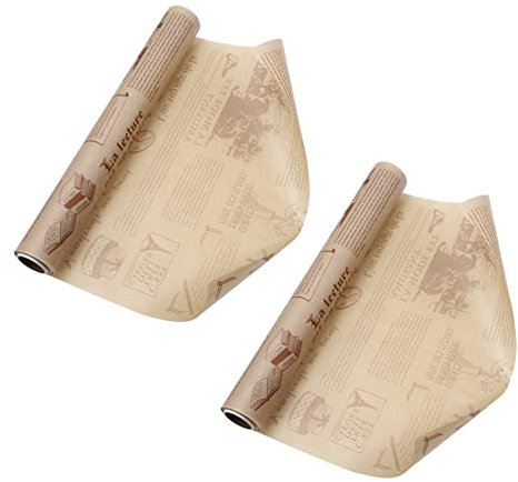 Amosfun 2rollos Papel De Horno Aceite Papel Hornear Profesional Para Snacks Color Marrón Para Cocinar Pan y Aperitivos