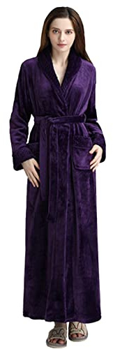 MJGkhiy Vestaglia Invernale Donna Calda Lunga/corta Morbido Manica Lunga Flanella Accappatoio Pigiama Kimono Vestaglia Con Cintura Elegante Camicia Da Notte Pigiama Loungewear Fleece Accappatoio