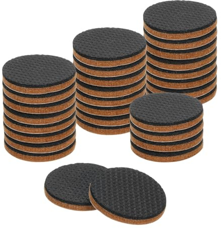 sourcing map 30 Pcs Felt & EVA Furniture Pads, 1 3/8 (35mm) Round Furniture Feet Wood Floor Protectors Self Adhesive for Protecting Hardwood Floors, Table Legs and Chair Legs, Brown+Black
