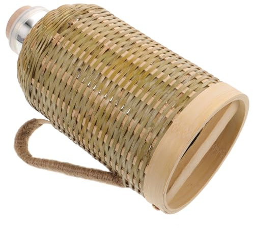 TOPBATHY Bambus Isolierflasche Mit Glas-innenbehälter Retro Teekanne Wärmeisoliert Langanhaltend Für Büro Und Zuhause Mit Tragegriff Und Natürlichem Rattangeflecht Leicht Langlebig