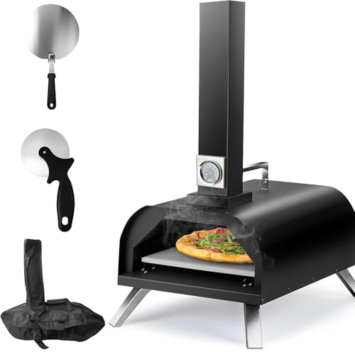 Karinear Pizza Ovens Wood Pellet Pizza Oven Wood Fired Pizza Maker Portable Stainless Steel 12 inch