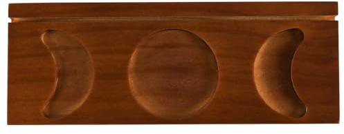 Laroal Tarot card stand, wooden altar display, candle holder with moon phases, Wiccan altar decor