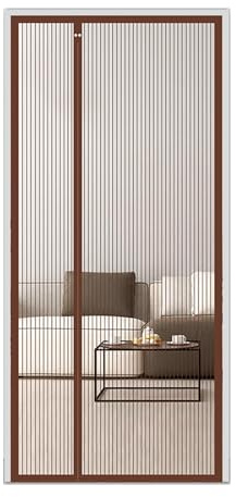 Magnetische Fliegengittertür mit robustem Netz, wendbare Öffnung für einfachen Einstieg, hält Insekten fern, ideal für Veranda, Schlafzimmer, Wohnzimmer, Braun, 90 x 205 cm