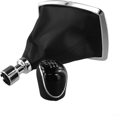 FACAIIO 6 Gang Schaltknauf Schaltsack Set mit Chromrahmen für Ford Kuga C-Max Innenausbau