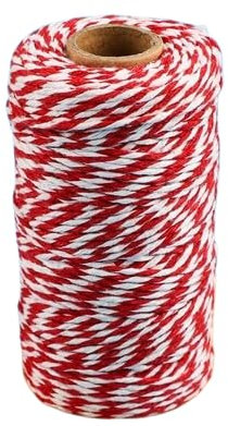 Nvzi Cuerda de cordel rojo y blanco, cuerda de 328 pies para panaderos de Navidad, cuerda de embalaje resistente de 1.5 mm para manualidades, decoración de Navidad, envoltura de regalos, envoltura de