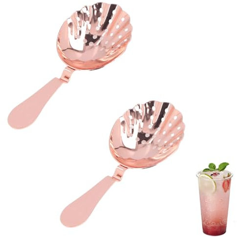 2 coladores Julep para bebidas de cóctel, colador de barra de acero inoxidable, cuchara de cóctel para uso doméstico o comercial (oro rosa)