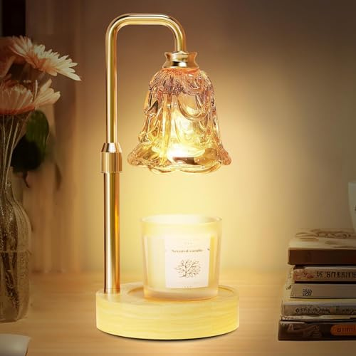 Beautiful Candle Warmer Lamp, Dimmable Height and Brightness Adjustable, Birthday Gifts, Electric Wax Melt Warmer for Scented Jar Candles, Home Bedroom Decor Decorative Lamp Decoration (Gold) (Gold)
