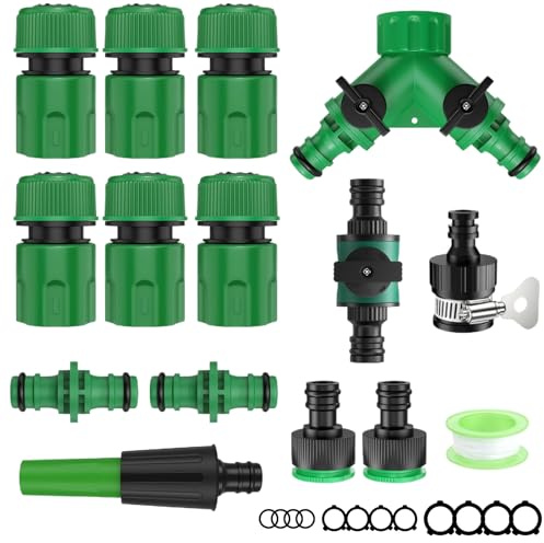 DHFUCNKO 15 Pcs Garden Hose Connector Kit, Hose Repair Connector, H ose Waterstop Connect, 2in1 Threaded Tap Connect etc