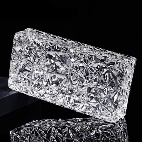7.8 x 3.9 x 1.9 Transparent Solid Glass Blocks - Decorative Partition Wall Bricks for Room Dividers Architectural Decor Bar & Hotel Use (Set of 5)