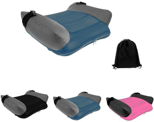 Asiento elevador inflable para viajes de niños, cojín portátil para asiento de coche con malla transpirable y diseño de PVC, fácil de inflar para avión, coche, incluye bolsa de almacenamiento (rojo)