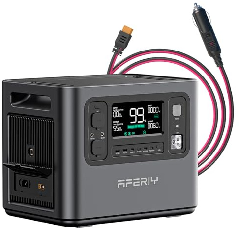AFERIY Generateur Electrique Portable 2400W, Batterie Nomade 2048Wh, Charge Rapide, Station Electrique avec Sortie CA, CC, USB, Écran LCD, Generateur Solaire pour Camping, Voyage, Panne de Courant