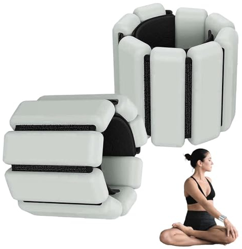 Bärbara viktmanschetter, 2 stycken justerbara vikter silikonarmband, 2 lb hållbara bärbara ankelvikter, ankelviktsset, silikon handledsvikter, för yoga, dans, jogging (grå)