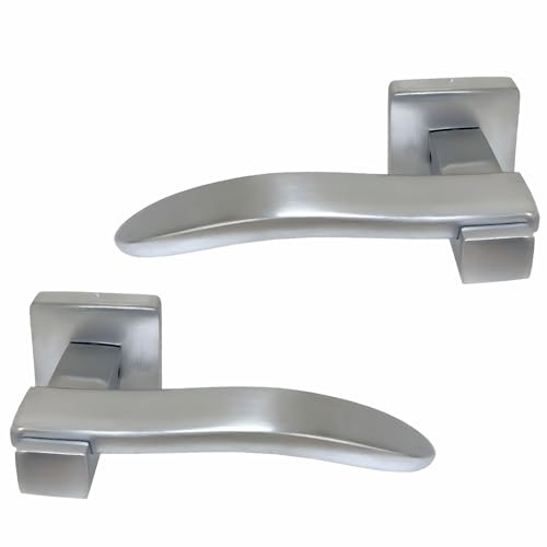 UAP Ava Internal Door Handles On Round Rose, Satin Chrome Lift & Lock Lever Handles for Interior Wooden Doors, Keyless Pair