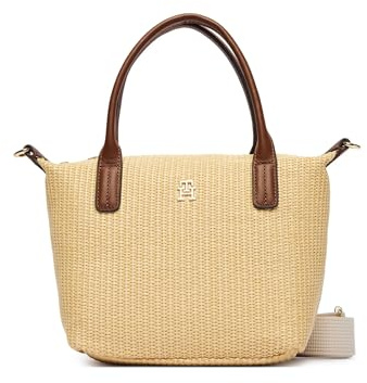 Tommy Hilfiger Popette Mini Tote, Handtasche, Umhängetasche, Natural Raffia