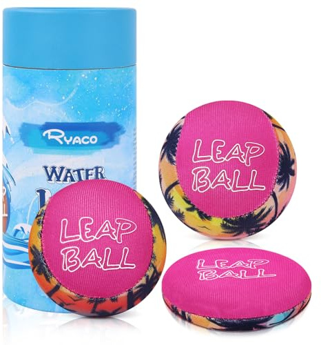 RYACO Leap Ball Water Skipping Pool Balls 3 Pack Bouncing Beach Ball for All Ages Extreme Water Bathing Fun with Friends Family at Beach Lake Pool River Lake