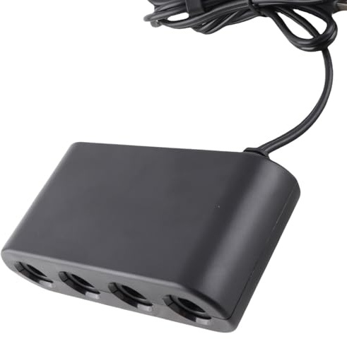 Naroote GC Controller Adapter with Function for, PC 4 Ports 3 in 1 Game Controller Adapter for Multiplayer Gaming Black ABS Material