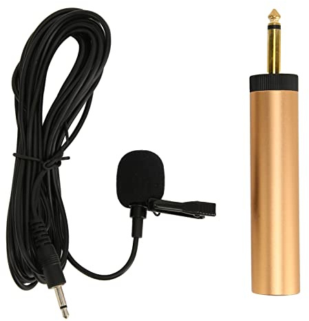 Microfono lavalier cablato da 3,5 mm, microfono omnidirezionale a condensatore da bavero con adattatore da 6,5 mm e cavo da 5 m, microfono da bavero a clip per telefoni, fotocamere, computer