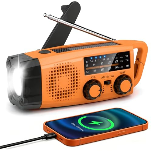 Gemmac Kurbelradio mit Solar und Powerbank, Notfallradio 2000mAh USB AM/FM/SW Tragbar Emergency Radio mit SOS Alarm Taschenlampe, Dynamo Notfall Ausrüstung für Camping Outdoor Überlebensausrüstung