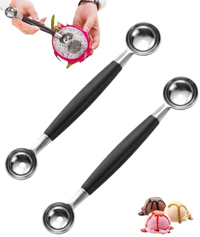 GAJUS 2 Pcs Melon Baller Cuillère à Boule Double Face en Acier Inoxydable avec Poignée Ergonomique pour Fruits Melon Pastèque Glace Pâtisserie cuillere a melon boule melon cuillere parisienne melon