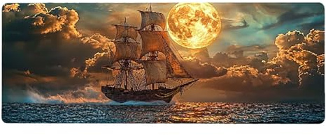 Large Mouse Mat, 30x60cmx3mm, Gaming Mouse Pad, Rubber Base, Stitched Edges, Water Resistant Easy Clean, For All Types, Extend Desktop Protection, Office Men's Gifts, Sunset Sailboat D1YY-735