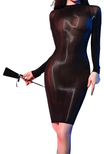 Gatamiau Bodystocking Sexy Mujer Lencería Vestido Mesh Ropa Interior Transparente Camisón Medias Babydoll Ropa de Dormir Rejilla Bodycon Club Halloween Mini Vestido