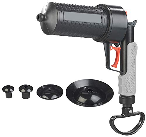 AGT Rohr frei: XL-Pressluft-Rohrreiniger mit handlichem Pistolengriff und 4 Aufsätzen (Abfluss Pistole, Druckluft Rohrreiniger, reinigen Kompressor)