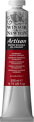 Winsor & Newton Huile Diluable à l’eau Artisan - Couleurs à l'huile Pour les Arts Plastiques - Sans Solvants, Se Diluer à l’eau, Tube de 200ML, Couleur Alizarine Cramoisie Permanent