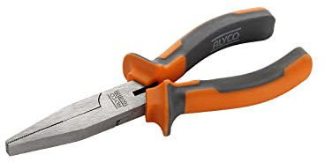 Alyco 170580 170580 - Pinza a becchi piatti HR DIN 5745 CR-V 160 mm con impugnatura bimateriale, Nero