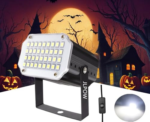 JLPOW Halloween White Strobe Light,Super Bright 36 LED Mini Strobe Lights for Party Sound Activated Strobe Lights,Best for Parties Club Disco KTV Bar Xmas Show (No Remote)