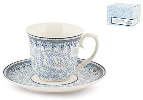 H&H 6279 Juego Tazas Café, Porcelana, Azul, 2 Unidad