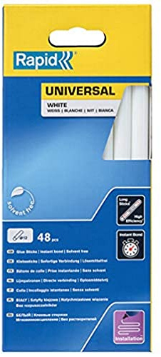 Rapid Confezione da 48 Stick di Colla Universali, Diametro 12 mm x 190 mm, Colore Bianco, Contiene Alti Livelli di Resina, Senza Solventi, Incollaggio Rapido (5001412)