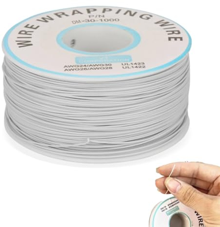 200 Meter Elektrokabel, 30AWG 0,25 mm Drahtwickelkabel mit einem Kupferdraht, Kerndurchmesser, bessere Wärmebeständigkeit, beständig gegen hohe Temperaturen bis zu 80 ° C(Weiß)
