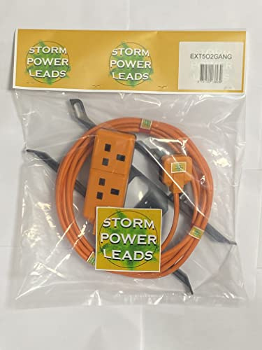 STORM POWER LEADS OUTDOOR GARDEN ORANGE EXTENSION LEAD 5-25M 1 GANG SOCKET & 2 GANG SOCKET (2 GANG, 5M)