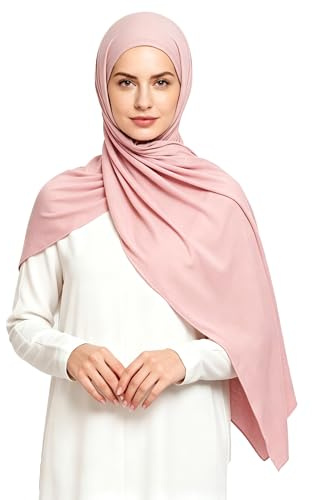 Lina & Lily Hijab Jersey da Donna Musulmano, Sciarpa da Testa, Tessuto Modal Non Trasparente (Rosa Chiaro)