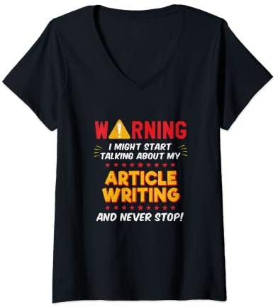 Womens Funny Article Writer Joke Graphic V-Neck T-Shirt