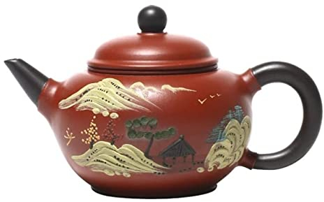 ASHSDI Teiera Giapponese Teiera da 7,4 Once / 0,22 Litri Fatta A Mano Originale Miniera Dahongpao Teiera in Argilla Viola Casa Teiera Servizio da Te Giapponese