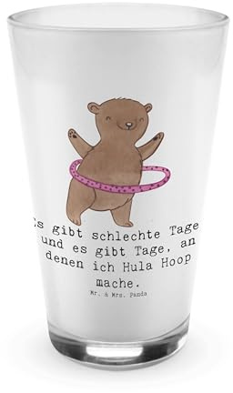 Mr. & Mrs. Panda Latte Macchiato Glas Bär Hula Hoop - Geschenk, Cocktailglas, Longdrinkglas, kaffeeglas, Training, Wasserglas, Fitness, Sport