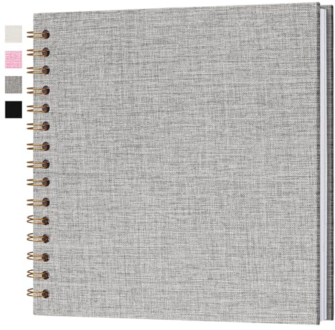 Hiwhy Fotoalbum zum Selbstgestalten 18x18 cm Scrapbook Fotobuch mit 40 Weißen Seiten, Erinnerungsbuch für Hochzeit, Geburtstag, Jahrestag, Baby, Grau