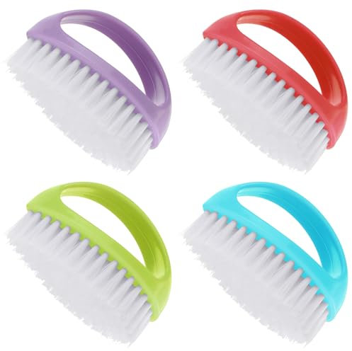 Hand Nail Brushes, 4Pcs Handle Nail Cleaning Brush 4 Colors, Handle Grip Nail Brushes Handle Grip Heavy Duty Nail Brushes Plastic Nail Scrubbing Brush for Gardeners Mechanics Hand Under Nails