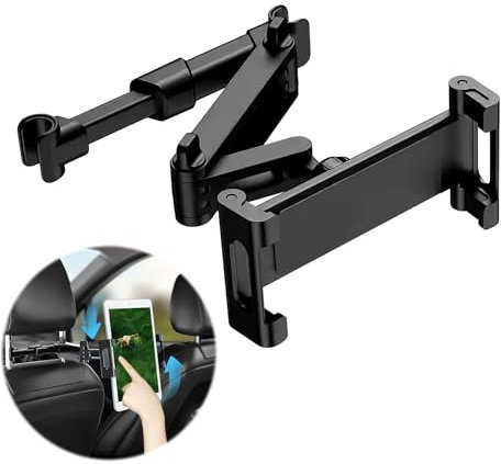 WrteEase Adjustable Car Headrest Tablet Holder Mount – Backseat Stand for Kids, Fits iPad Pro 12.9, iPad Mini, iPhone, Galaxy Tab, Switch, and 4.7-12.9 Screen Devices