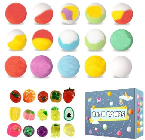 XSS Palline da bagno per bambini con sorpresa, 15 bombe schiuma biologica fatte a mano, fantastiche bombe e palline da bagno