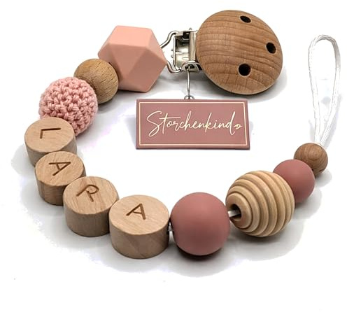 Storchenkind® – Liebevolles, handgemachtes Babyaccessoire, personalisiert mit Namen (altrosa)