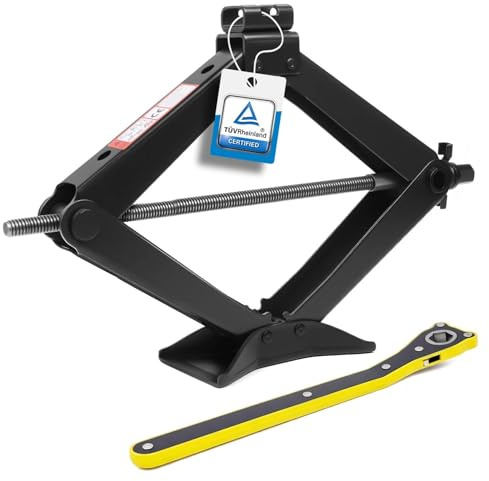 MIKKUPPA Wagenheber Scherenwagenheber 2T inkl. Ratsche & Tragetasche – 105–440 mm Hubhöhe – Robuster Autoheber aus legiertem Stahl mit Rutschfester Gummiauflage, ideal für PKW & SUV