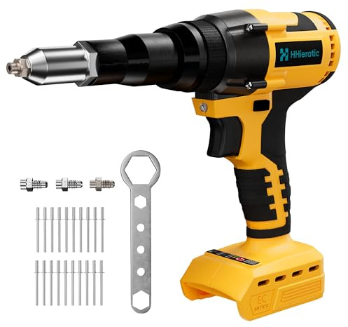 Cordless Rivet Nut Tool Kit Compatible with Dewalt 20V Battery(Tool Only),Brushless Cordless Rivet Gun with 3 Size (1/8,5/32,3/16) Rivets and Rivet Head,Pop Rivet Gun for Metal, Plastic and Leather
