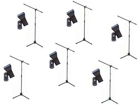 Proel RSM180 + PROEL APM30 – 6 Mikrofonständer RSM180 mit Mikrofonhalter APM30, schwarz – Bundle (RSM180 x 6 + APM30 x 6)