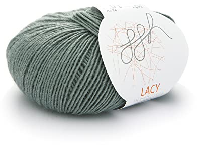 ggh Lacy - Merinowolle mit Seide - 25g Wolle zum Stricken oder Häkeln - Lace-Garn - Farbe 009 - Grüngrau