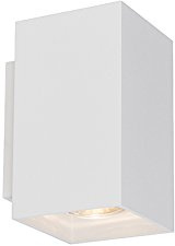 Qazqa Design Up and Down Wandleuchte, Wandlampe - Sandy - Weiß, Rechteckig, max. 50W, Geeignet für LED, 2-flammig, 8.5cm, Ideal als Wohnzimmerlampe und Flur