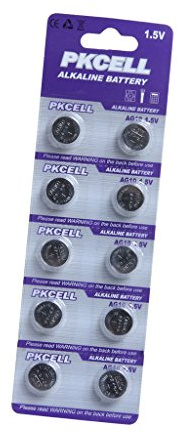 PKCELL - Pile Bouton alcaline LR54, LR1130, 189AG10, Lot de 10 pièces, de Couleur Blanche